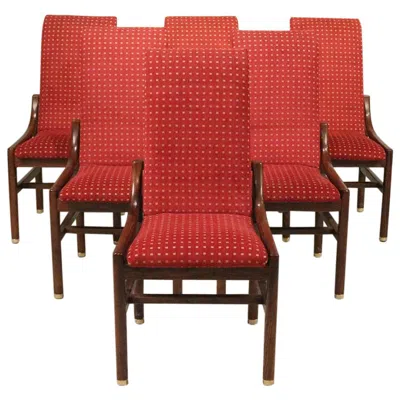 Pre-owned Henredon Set Of 6 Dining Chairs By  In Brown