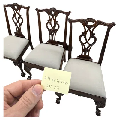 Pre-owned Henredon Set Of 8 Carved Mahogany Chippendale Style Chairs By  Mint! In Brown