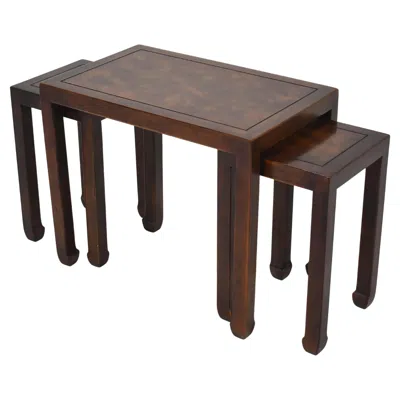 Pre-owned Henredon Set Of Three Nesting Tables In Brown
