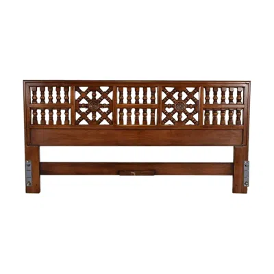 Pre-owned Henredon Spanish Colonial Carved Walnut King Size Headboard, Circa 1960s In Brown