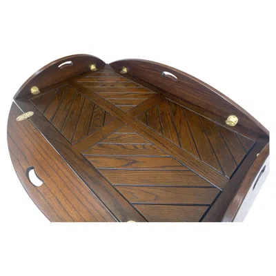 Pre-owned Henredon Spanish Colonial Turned Legs Drop Leaves Butlers Tray Coffee Table Mint In Brown