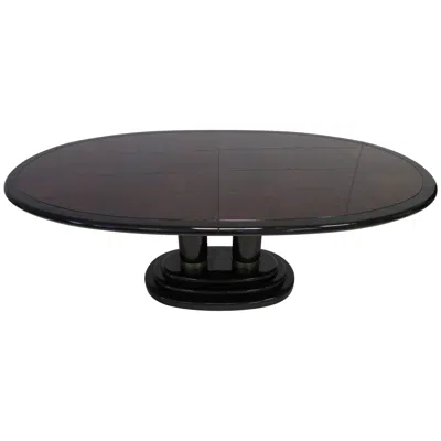Pre-owned Henredon Stunning Burled Walnut  Scene Three Pedestal Dining Table In Brown