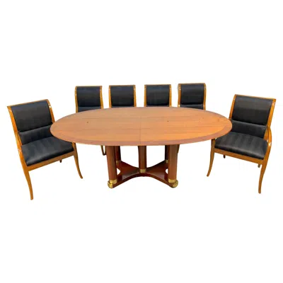 Pre-owned Henredon Stunning Figured "triomphe" Dining Set By  In Brown
