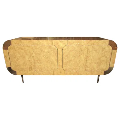 Pre-owned Henredon Stunning Lacquered & Brass Sideboard In Orange