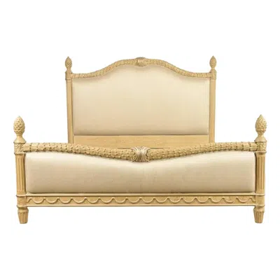 Pre-owned Henredon Style French Regency Louis Xvi Upholstered King Size Bed In Brown