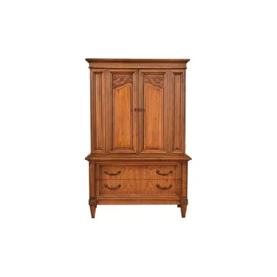 Pre-owned Henredon Style French Regency Louis Xvi Walnut Gentleman's Chest, Circa 1960s In Brown
