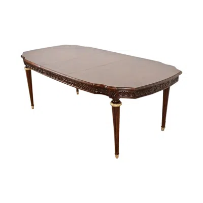 Pre-owned Henredon Style French Regency Mahogany Extension Dining Table, Newly Refinished In Brown