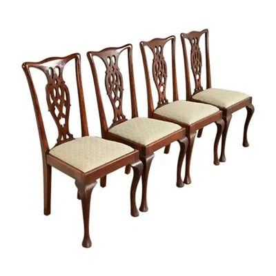 Pre-owned Henredon Style Georgian Carved Mahogany Dining Chairs, Set Of Four In Brown