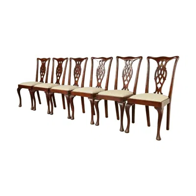 Pre-owned Henredon Style Georgian Carved Mahogany Dining Chairs, Set Of Six In Brown