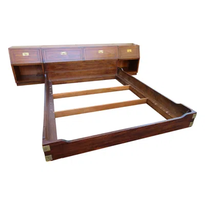 Pre-owned Henredon Stylish  Scene One Walnut Queen Size Headboard Night Stand Mid-century In Brown