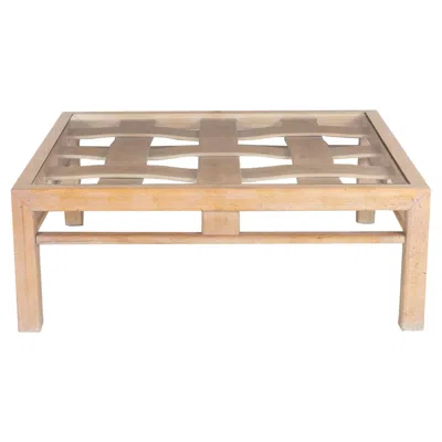 Pre-owned Henredon Vintage Basket Weave Coffee Table In Brown