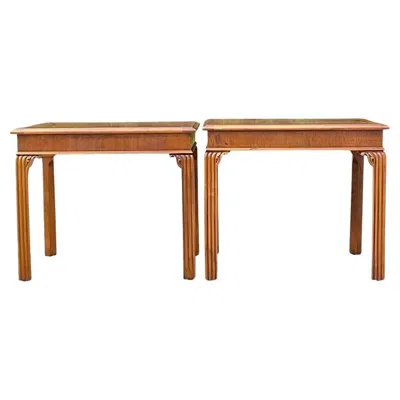 Pre-owned Henredon Vintage Boho  Fluted Side Tables - A Pair In Brown