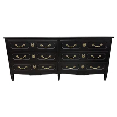 Pre-owned Henredon Vintage  Italian Style Black Painted Double Dresser