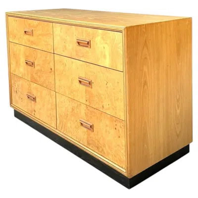 Pre-owned Henredon Vintage  "scene Two" Burl Wood Six-drawer Dresser In Brown