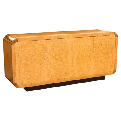 Pre-owned Henredon Vintage  Scene Two Olive Burlwood Credenza Cabinet In Brown