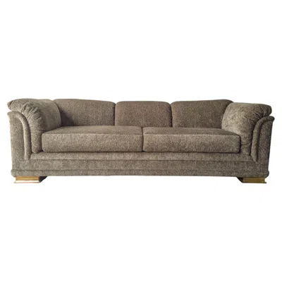 Pre-owned Henredon Vintage  Sofa With Brass Feet In Gray