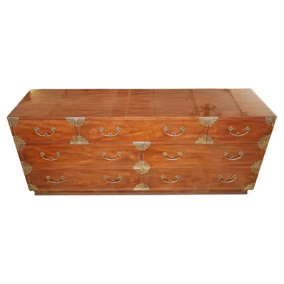 Pre-owned Henredon Vintage  Tansu Asian Campaign Style Chest Of Drawers Dresser In Brown