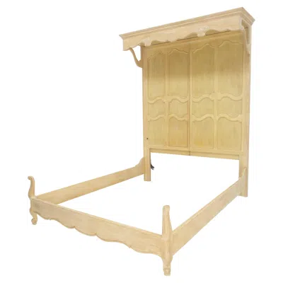 Pre-owned Henredon White Wash Pickled Maple Canopy Light Queen Size Bed Headboard Mint!