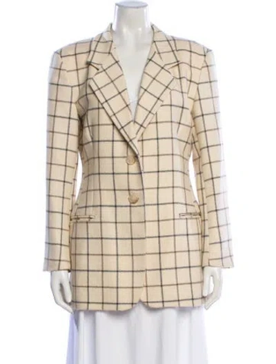 Pre-owned Henri Bendel Alpaca Plaid Print Blazer In Neutral