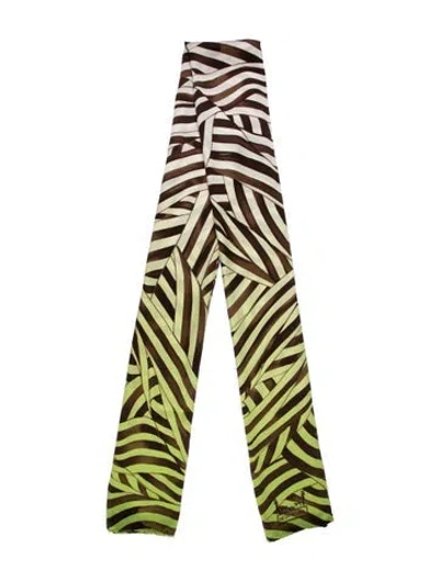 Pre-owned Henri Bendel Animal Print Scarf In Green