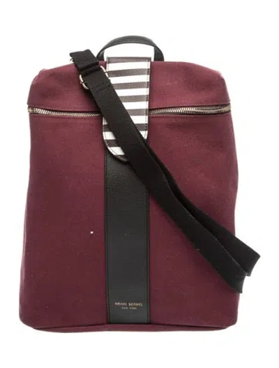 Pre-owned Henri Bendel Canvas Messenger Bag In Burgundy