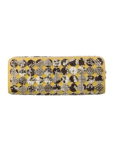 Pre-owned Henri Bendel Canvas Printed Wallet In Yellow
