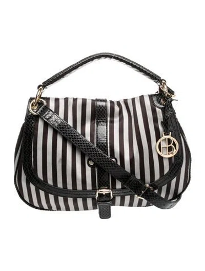 Pre-owned Henri Bendel Canvas Top Handle Bag In Black