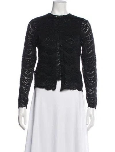 Pre-owned Henri Bendel Cardigan Set Lace Sweater In Black