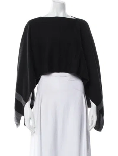 Pre-owned Henri Bendel Cashmere Bateau Neckline Sweater In Black