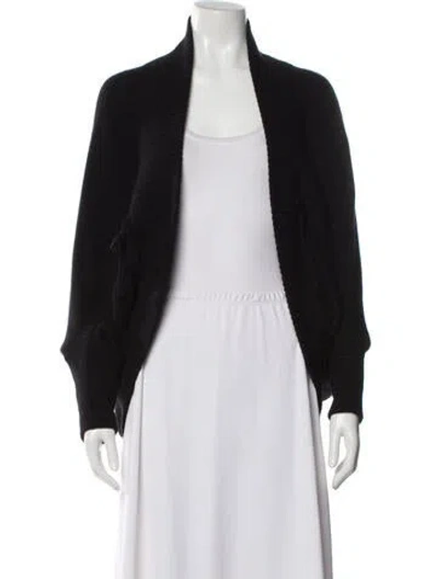 Pre-owned Henri Bendel Cashmere Open Front Sweater In Black