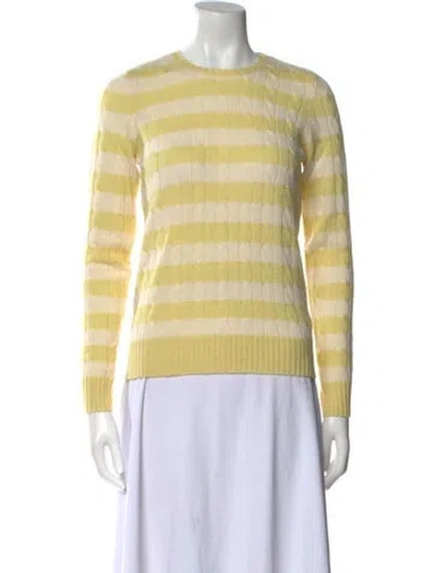 Pre-owned Henri Bendel Cashmere Striped Sweater In Yellow