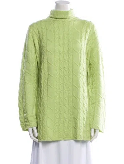 Pre-owned Henri Bendel Cashmere Turtleneck Sweater In Green