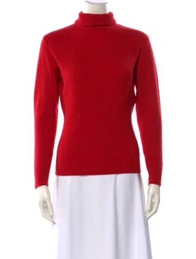Pre-owned Henri Bendel Cashmere Turtleneck Sweater In Red