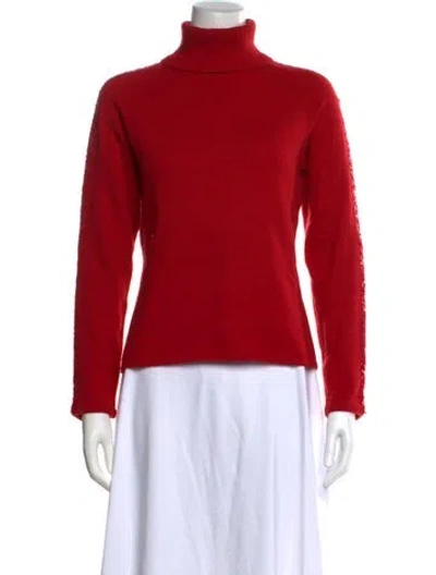 Pre-owned Henri Bendel Cashmere Turtleneck Sweater In Red