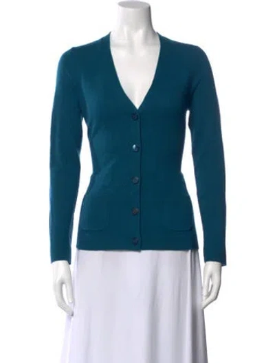 Pre-owned Henri Bendel Cashmere V-neck Sweater In Blue