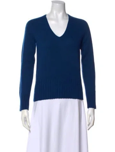 Pre-owned Henri Bendel Cashmere V-neck Sweater In Blue