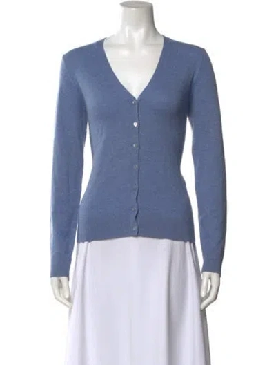 Pre-owned Henri Bendel Cashmere V-neck Sweater In Blue