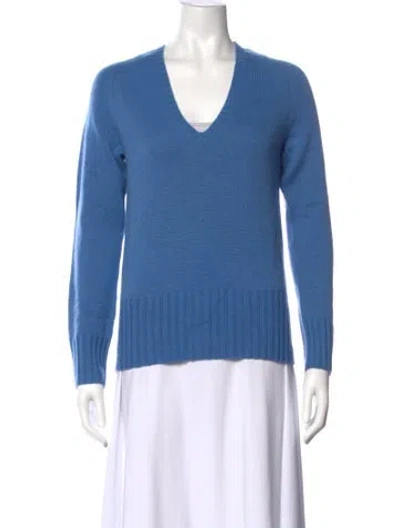 Pre-owned Henri Bendel Cashmere V-neck Sweater In Blue