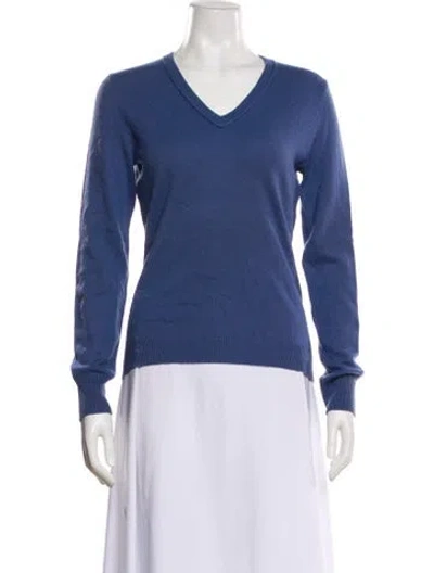 Pre-owned Henri Bendel Cashmere V-neck Sweater In Blue