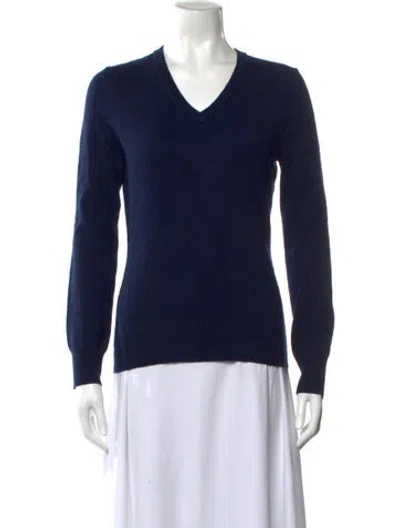 Pre-owned Henri Bendel Cashmere V-neck Sweater In Blue