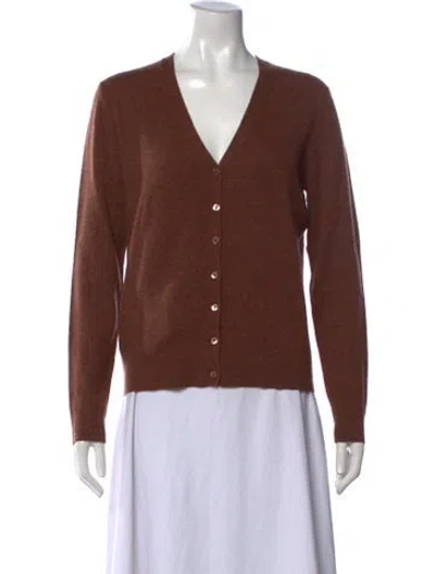 Pre-owned Henri Bendel Cashmere V-neck Sweater In Brown