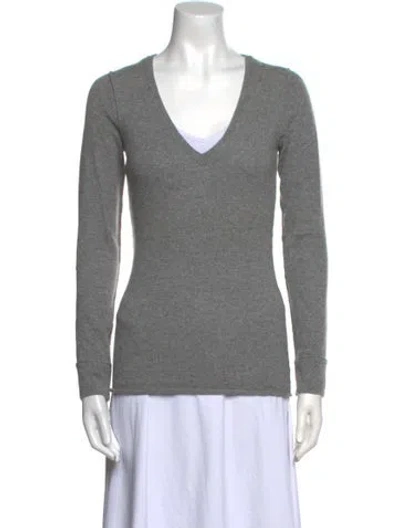 Pre-owned Henri Bendel Cashmere V-neck Sweater In Gray