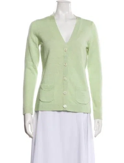 Pre-owned Henri Bendel Cashmere V-neck Sweater In Green