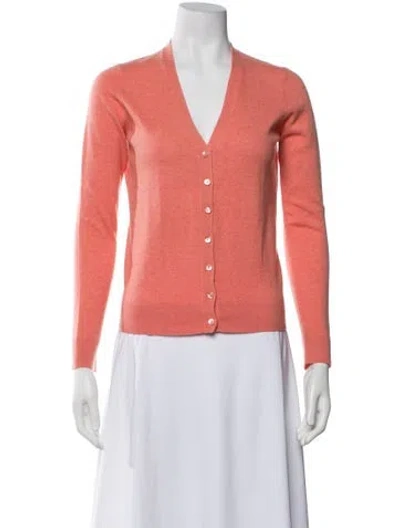 Pre-owned Henri Bendel Cashmere V-neck Sweater In Orange
