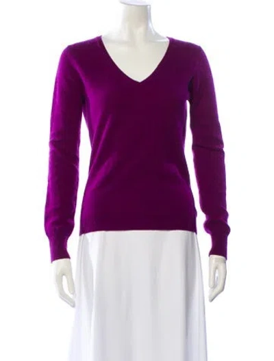 Pre-owned Henri Bendel Cashmere V-neck Sweater In Purple
