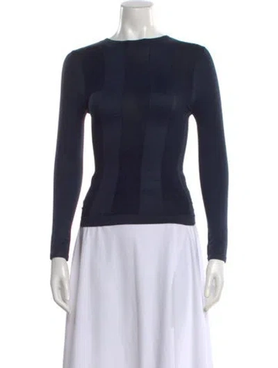 Pre-owned Henri Bendel Crew Neck Long Sleeve Top In Black
