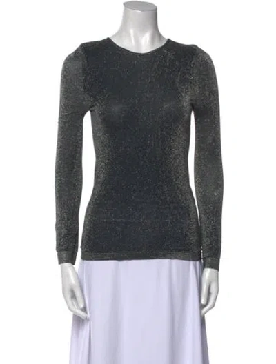 Pre-owned Henri Bendel Crew Neck Long Sleeve Top In Gray