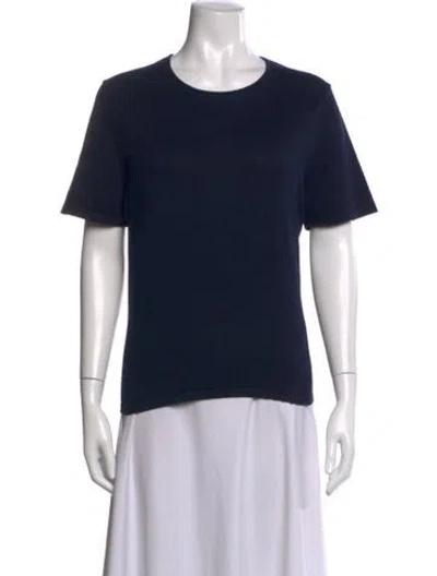 Pre-owned Henri Bendel Crew Neck Short Sleeve T-shirt In Blue