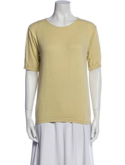 Pre-owned Henri Bendel Crew Neck Short Sleeve T-shirt In Yellow