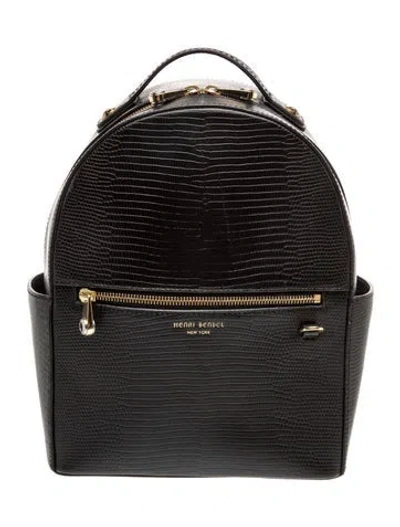 Pre-owned Henri Bendel Embossed Leather Backpack In Black
